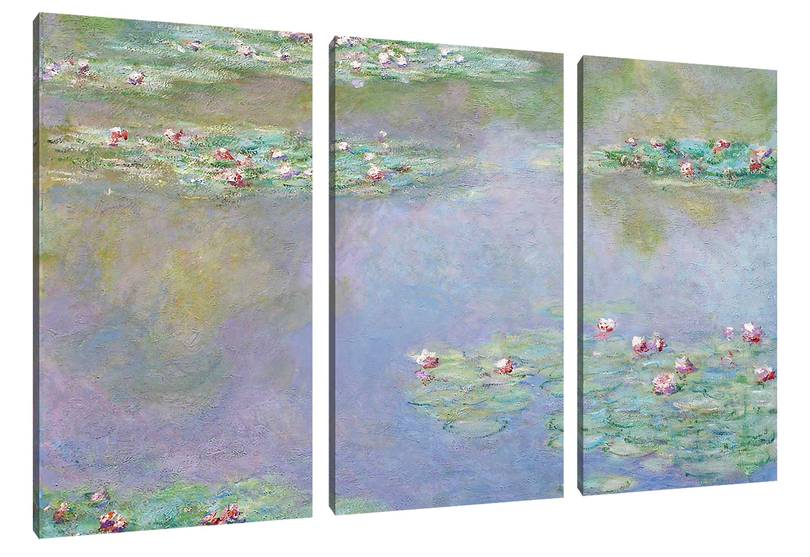 Pixxprint Leinwandbild Claude Monet - Seerosen V, Claude Monet - Seerosen V 3Teiler (120x80) (1 St), Leinwandbild fertig bespannt, inkl. Zackenaufhänger