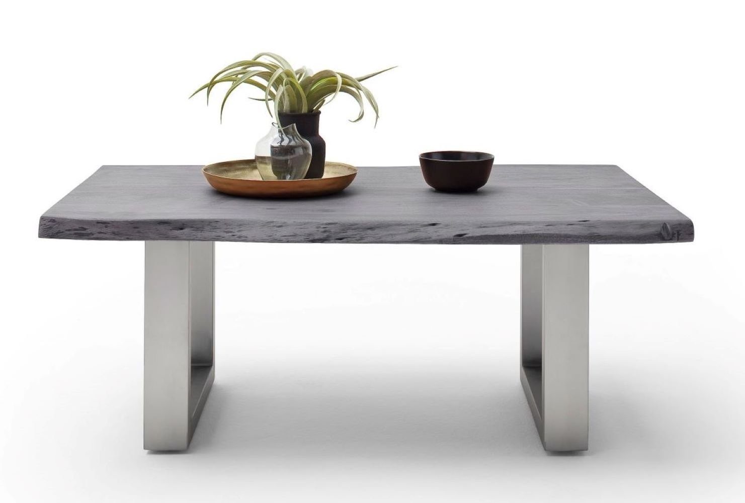 MCA furniture Cartagen, Akazie-massiv grau Baumkante Couchtisch U-Form rechteckig