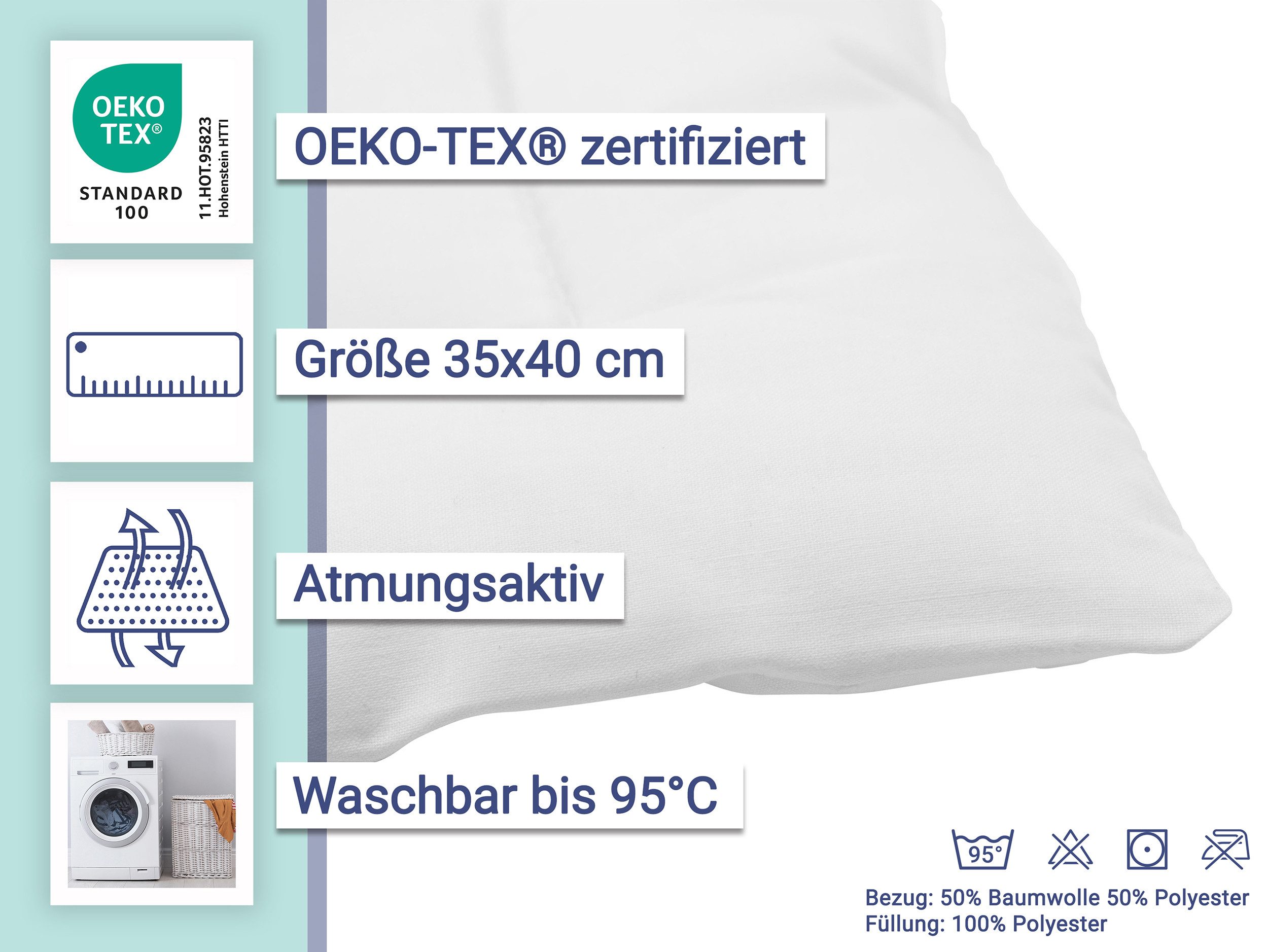 ZOLLNER Kopfkissen, Füllung: 100% Polyester, 35 x 40 cm, 50% Polyester, 50% günstig online kaufen