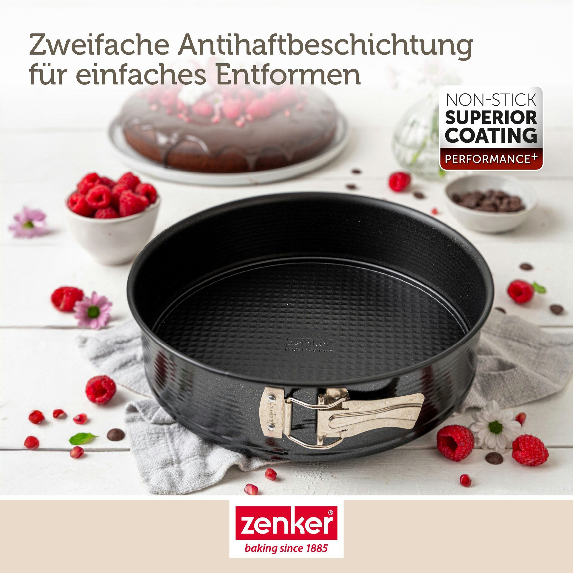Zenker Springform Backform mit Flachboden, Kuchenform, Ø 26 cm, Tortenbodenform
