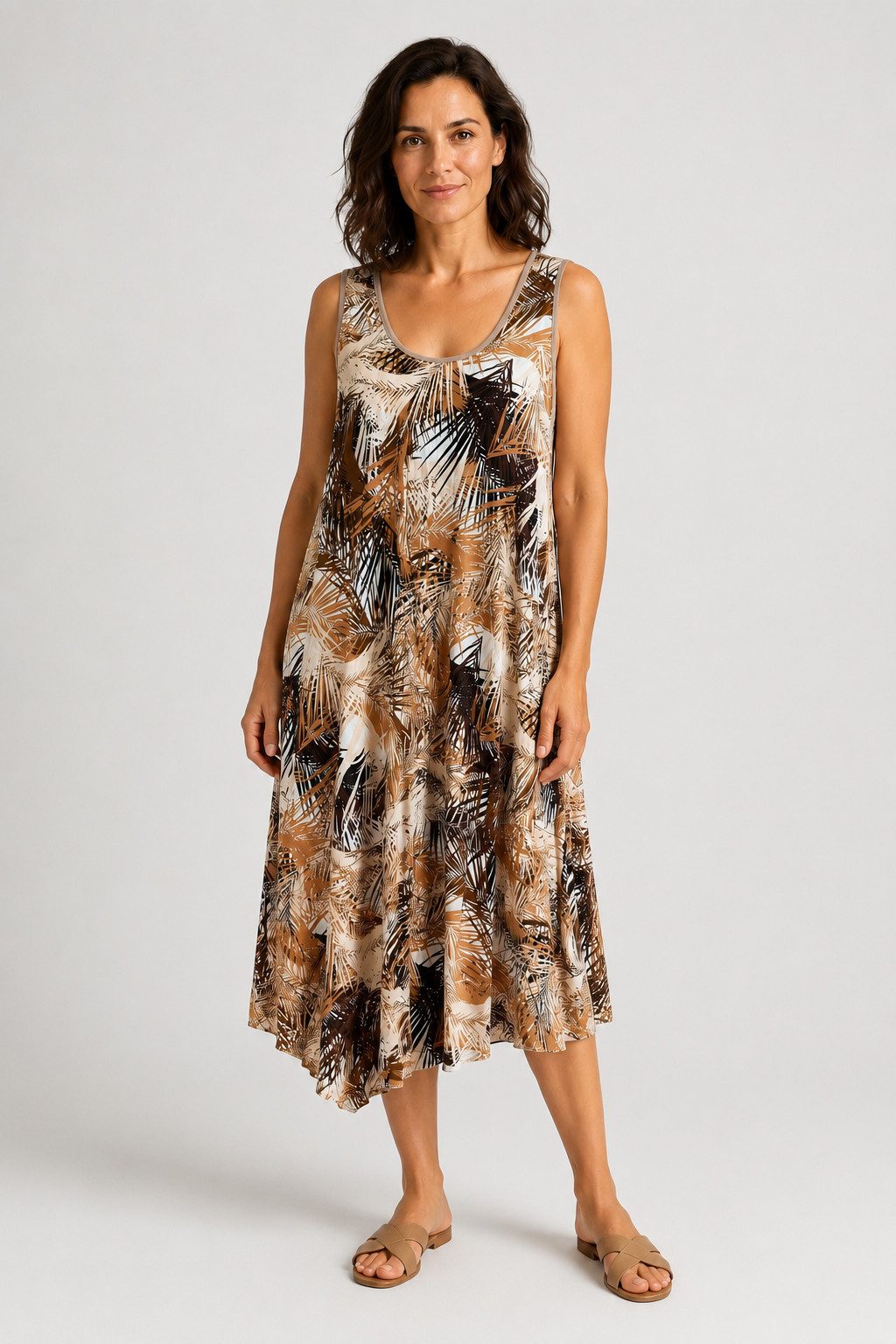 ITALY VIBES Sommerkleid - leichtes Viskosekleid Ärmellos mit A-Linie - Damen Kleid ONE SIZE- passend für Größen von M-XL