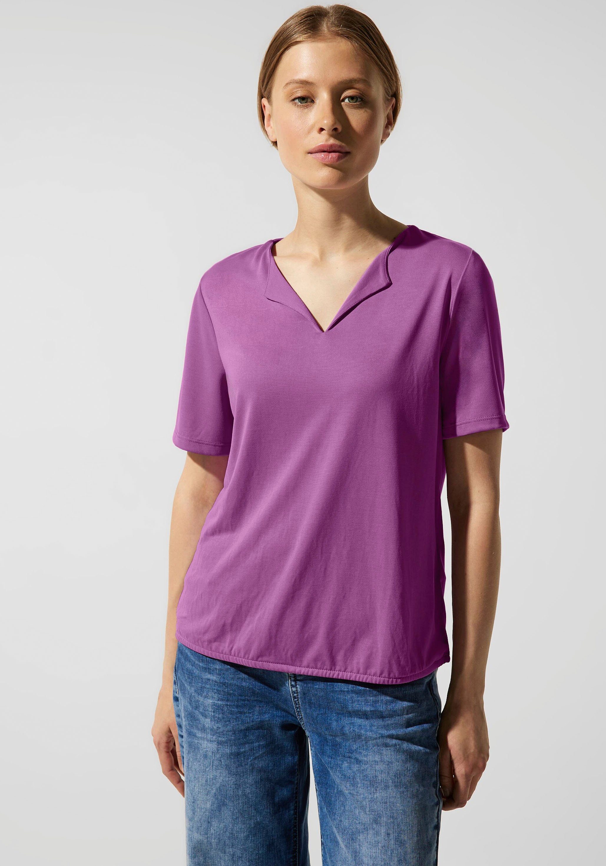 STREET ONE Shirttop im Seidenlook meta lilac