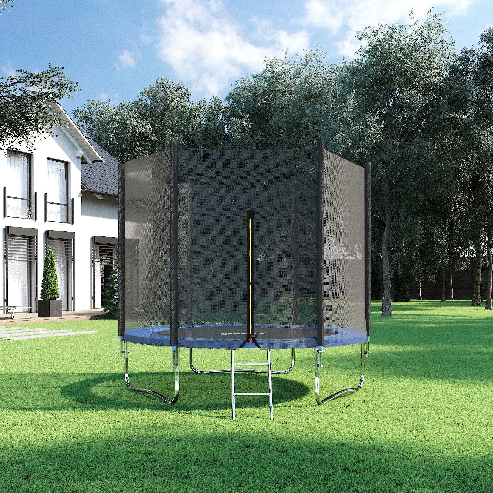 SONGMICS Trampolinnetz Sicherheitsnetz für Trampolin, Schutznetz für Gartentrampolin, schwarz, für Ø 244 cm runde Trampoline, Ersatznetz für 6 gerade Stangen