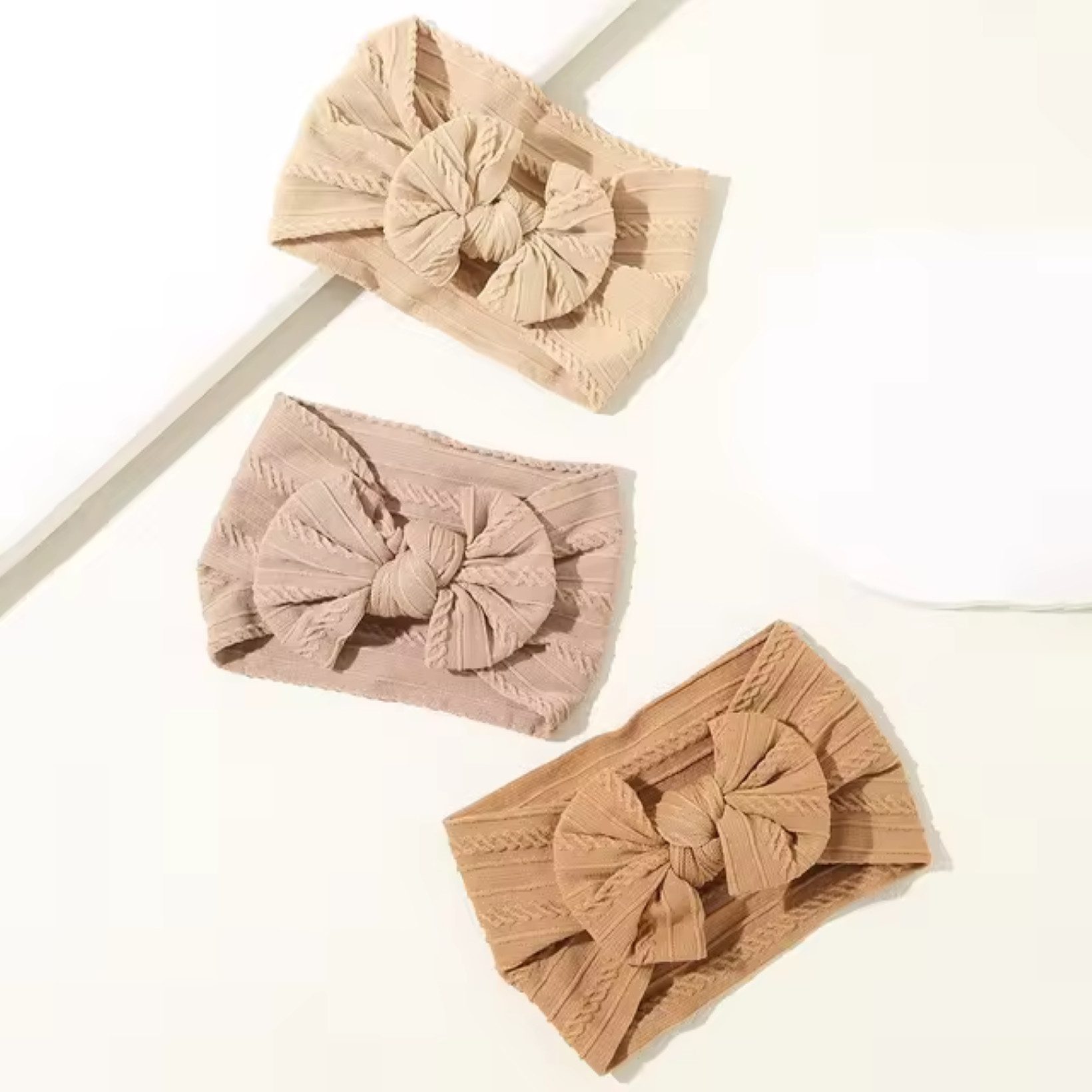 Montegoni Stirnband 3 Stück Baby-Turban-Stirnband für Neugeborene (Schleife Dekoration, Baby-Stirnbänder, Baby-Mädchen-Bögen) elastische Haarbänder für Kleinkinder, Neugeborene