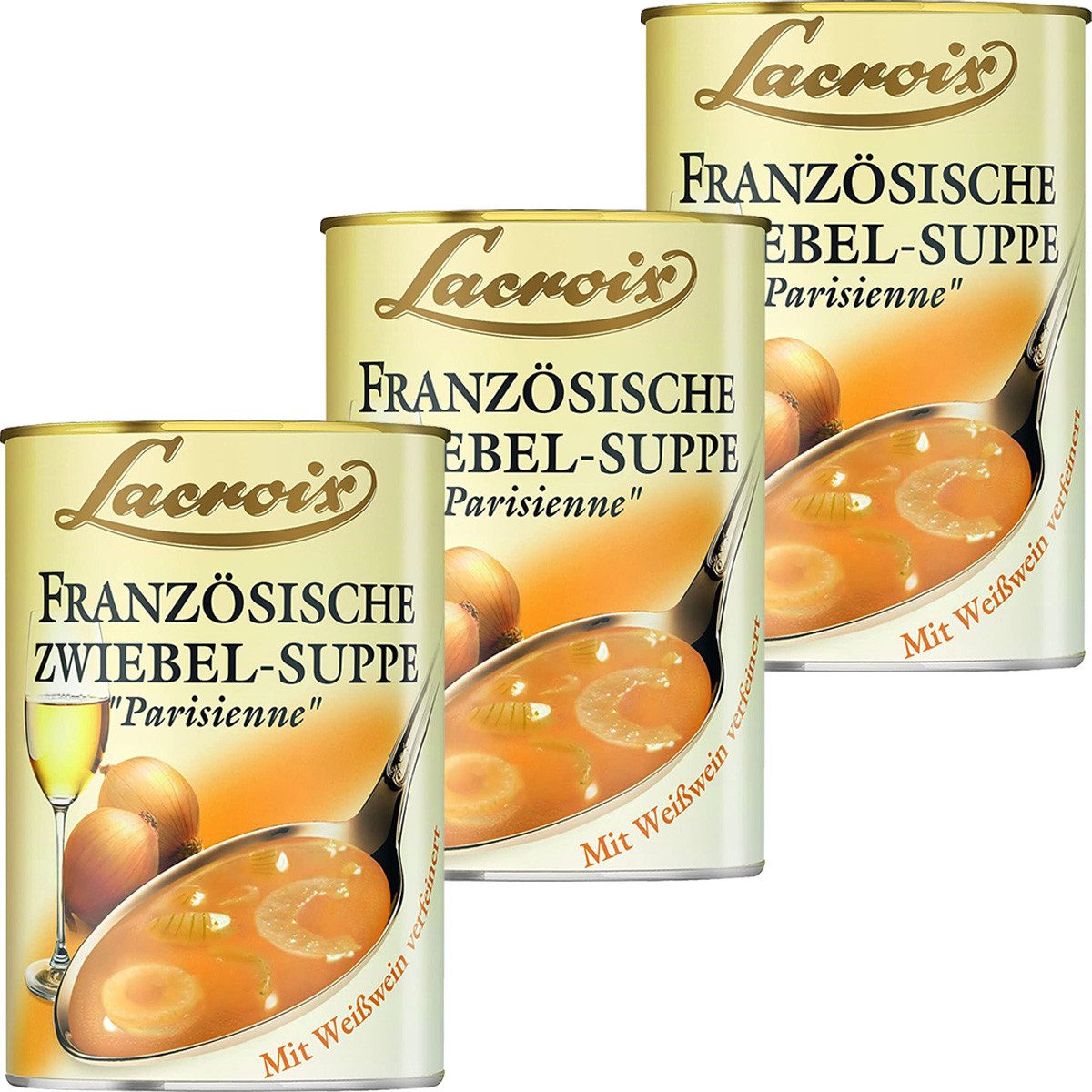 Lacroix Fertiggericht, Lacroix Französische Zwiebel Suppe kräftig mit Weißwein 400ml 3er Pack