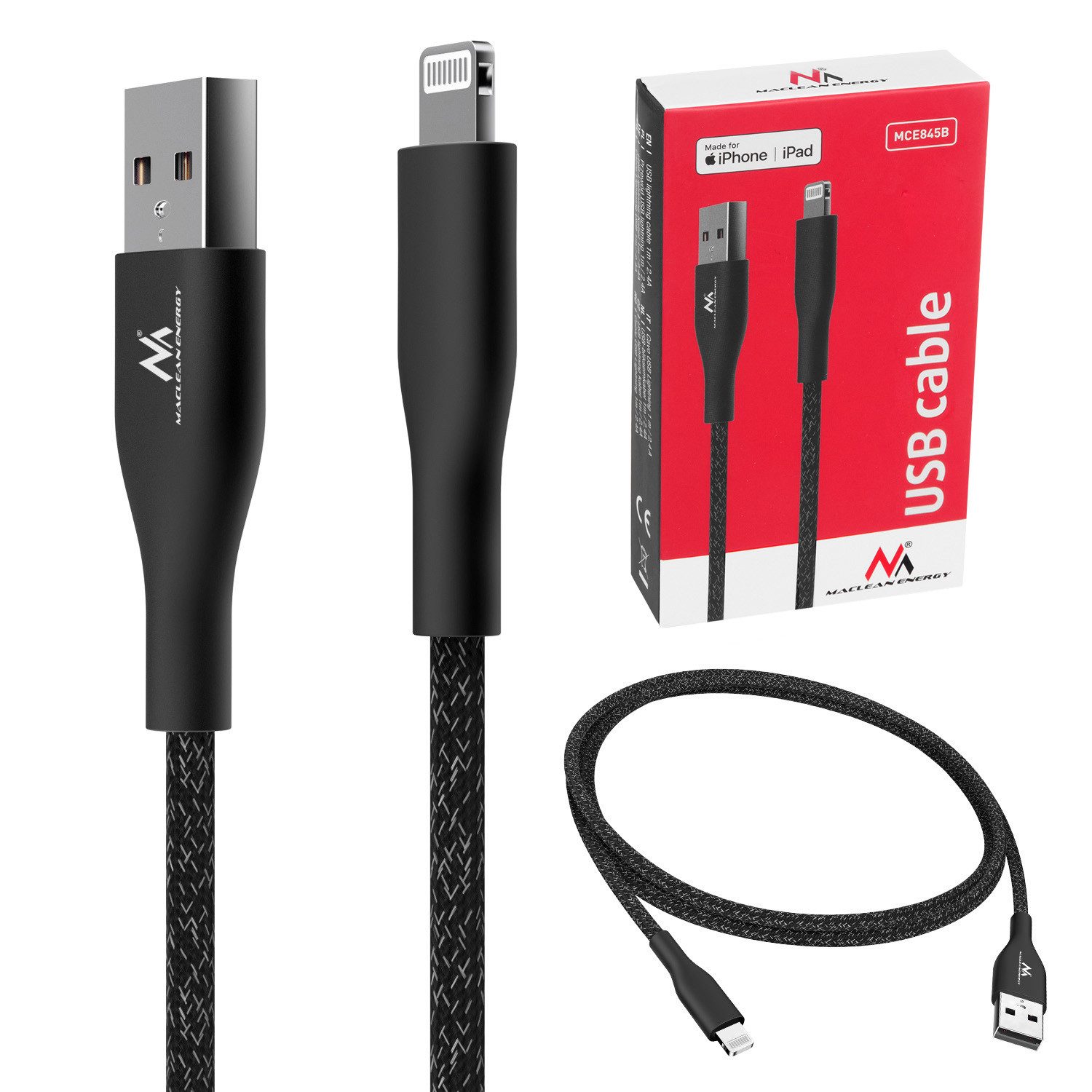 Maclean MCE845B USB-Kabel, (100 cm), USB-A-auf-MFi-Kabel