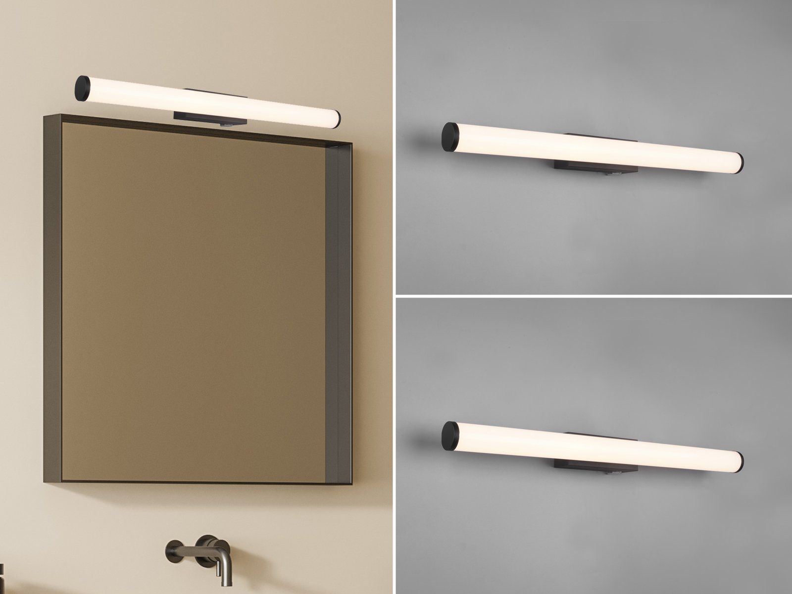 TRIO Leuchten Spiegelleuchte, LED fest integriert, Warmweiß, 2er Set Wand-lampe mit Schalter Badlampen Bilderleuchte, Breite 60cm