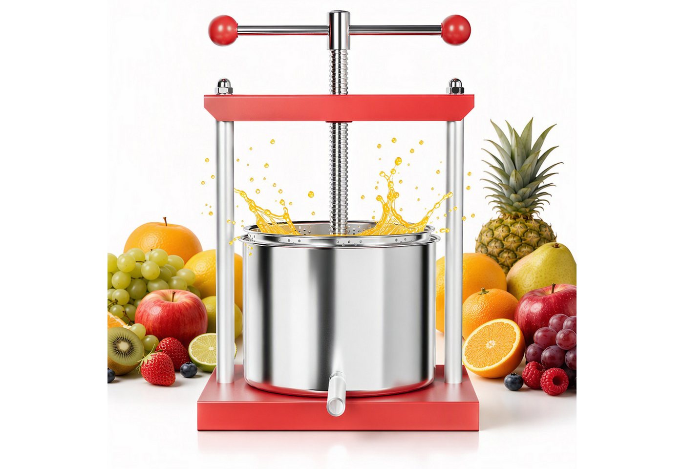 FIVMEN Entsafter Obstpresse Manuell Saftpresse Edelstahl, Fruchtpresse Weinpresse