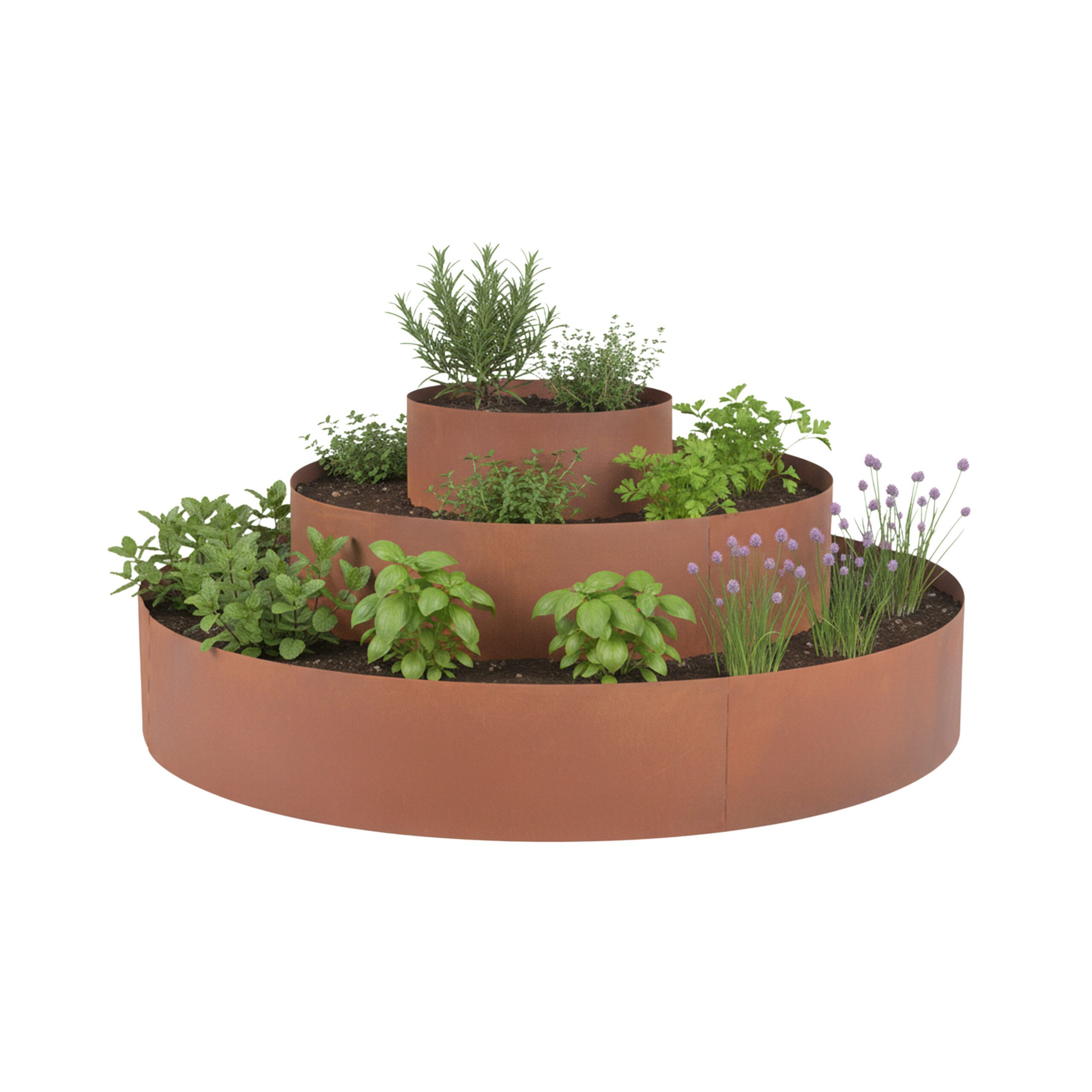 relaxdays Kräuterspirale 3-teilige Kräuterspirale Edelrost, 30/60/90 cm