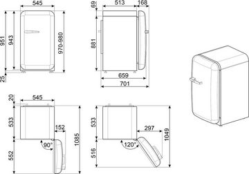Smeg Kühlschrank FAB10HRCR5, 97 cm hoch, 54,5 cm breit