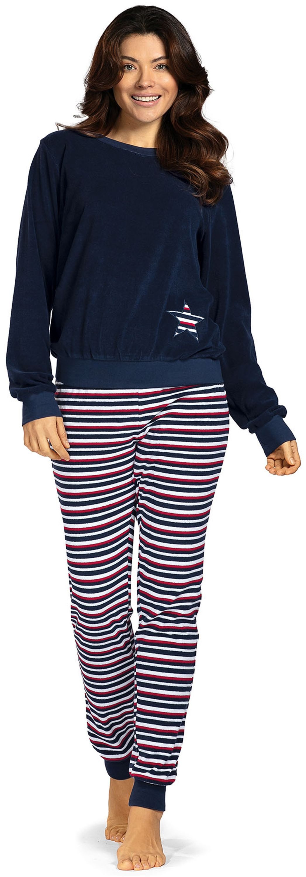 comtessa Schlafanzug Lovely Dreams (Set, 2 tlg., 2-teilig) Damen Pyjama lang Baumwolle Langarm Frottee große Größen