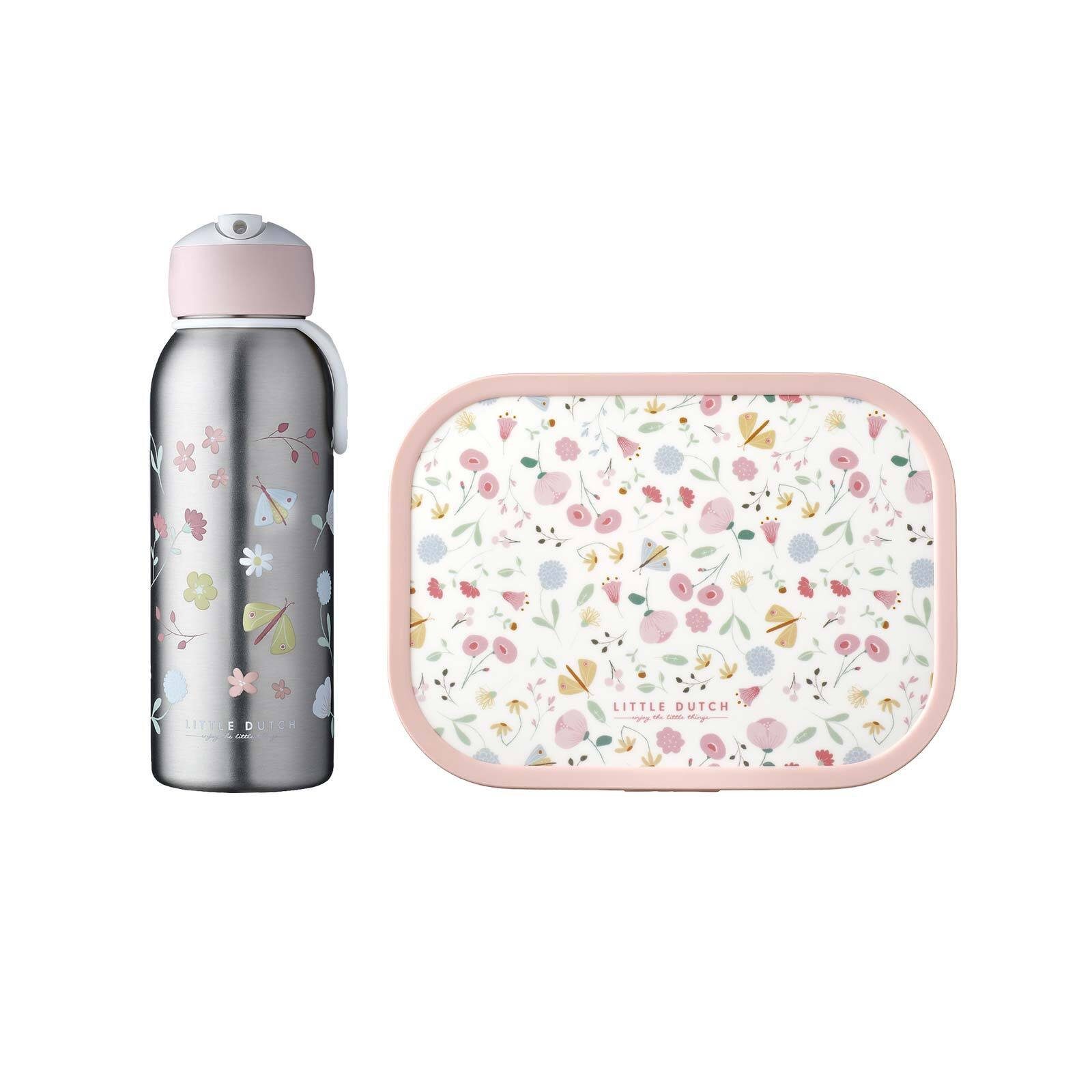 Mepal Lunchbox Campus Brotdose + Thermoflasche 2er Set, Material-Mix, (2-tlg), spülmaschinenfest Flowers & Butterflies