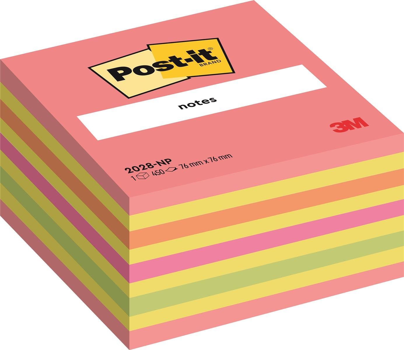 Post-it® Haftnotizblock Post-it Haftnotiz-Würfel, 76 x 76 mm, Neon-Pinktöne