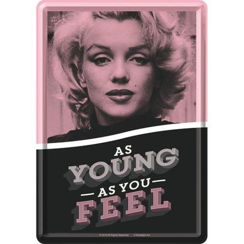 Metallschild Blechpostkarte - Celebrities - Marilyn - As Young As You Feel