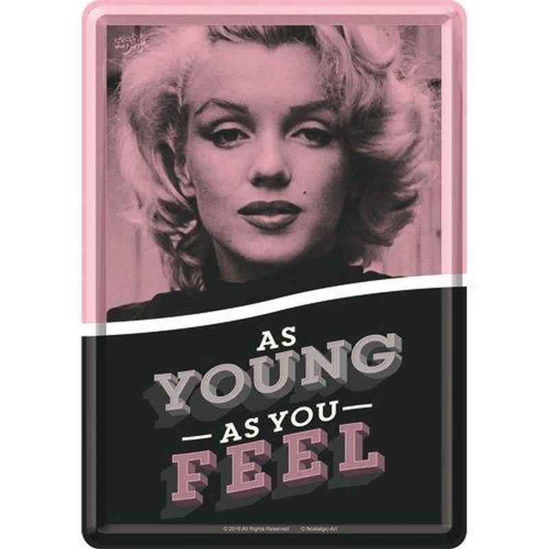 Nostalgic-Art Metallschild Blechpostkarte - Celebrities - Marilyn - As Young As You Feel