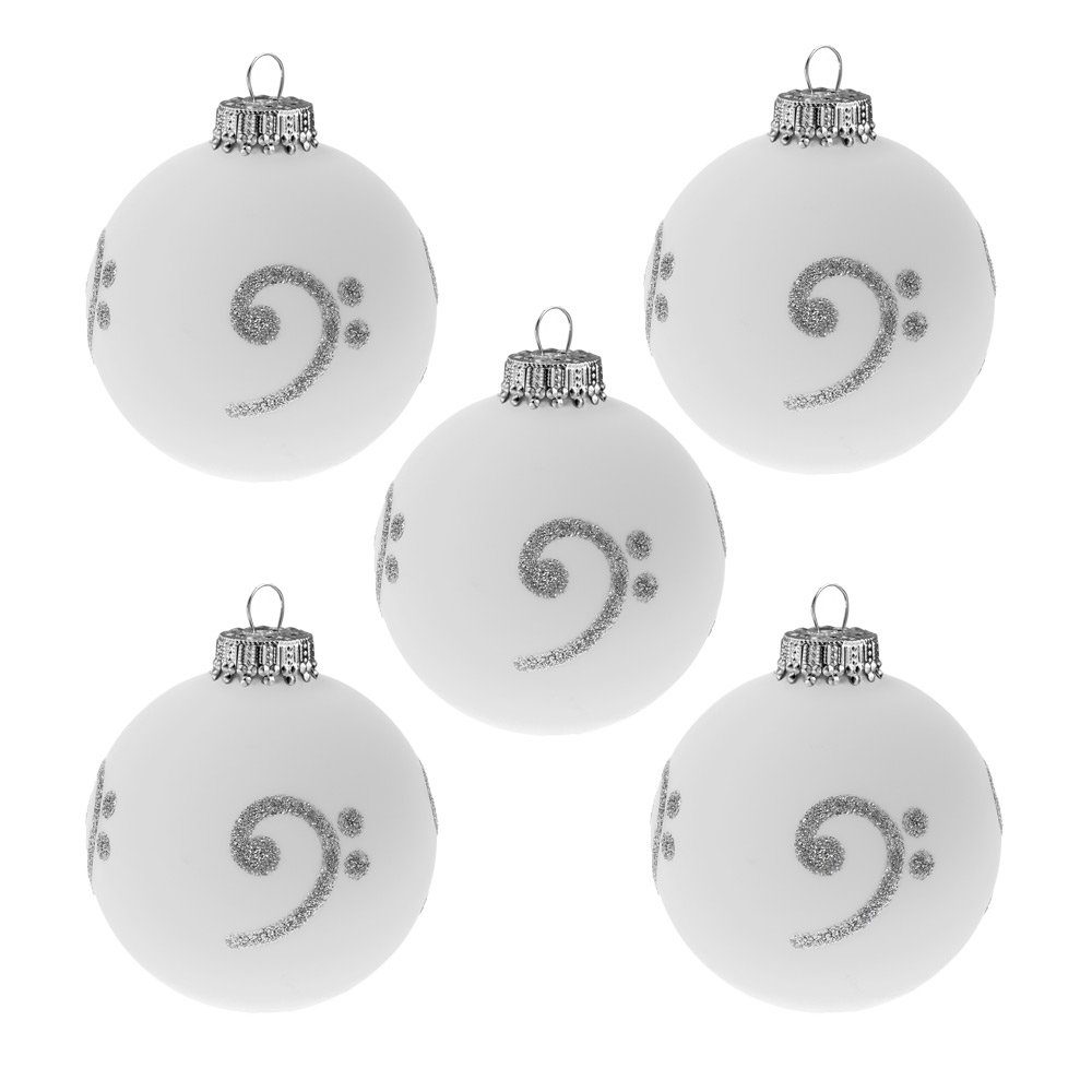 mugesh Weihnachtsbaumkugel 5er-Set Weihnachtskugeln Bassschlüssel, für Musiker
