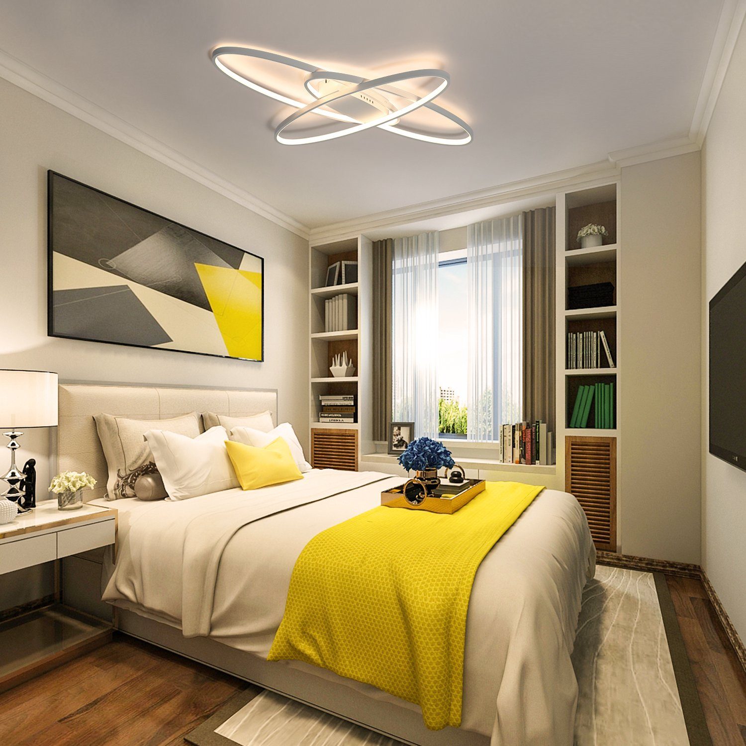 LED weiß Modern Deckenleuchte integriert Dimmbar Deckenleuchte ZMH Wohnzimmerlampe, fest LED LED