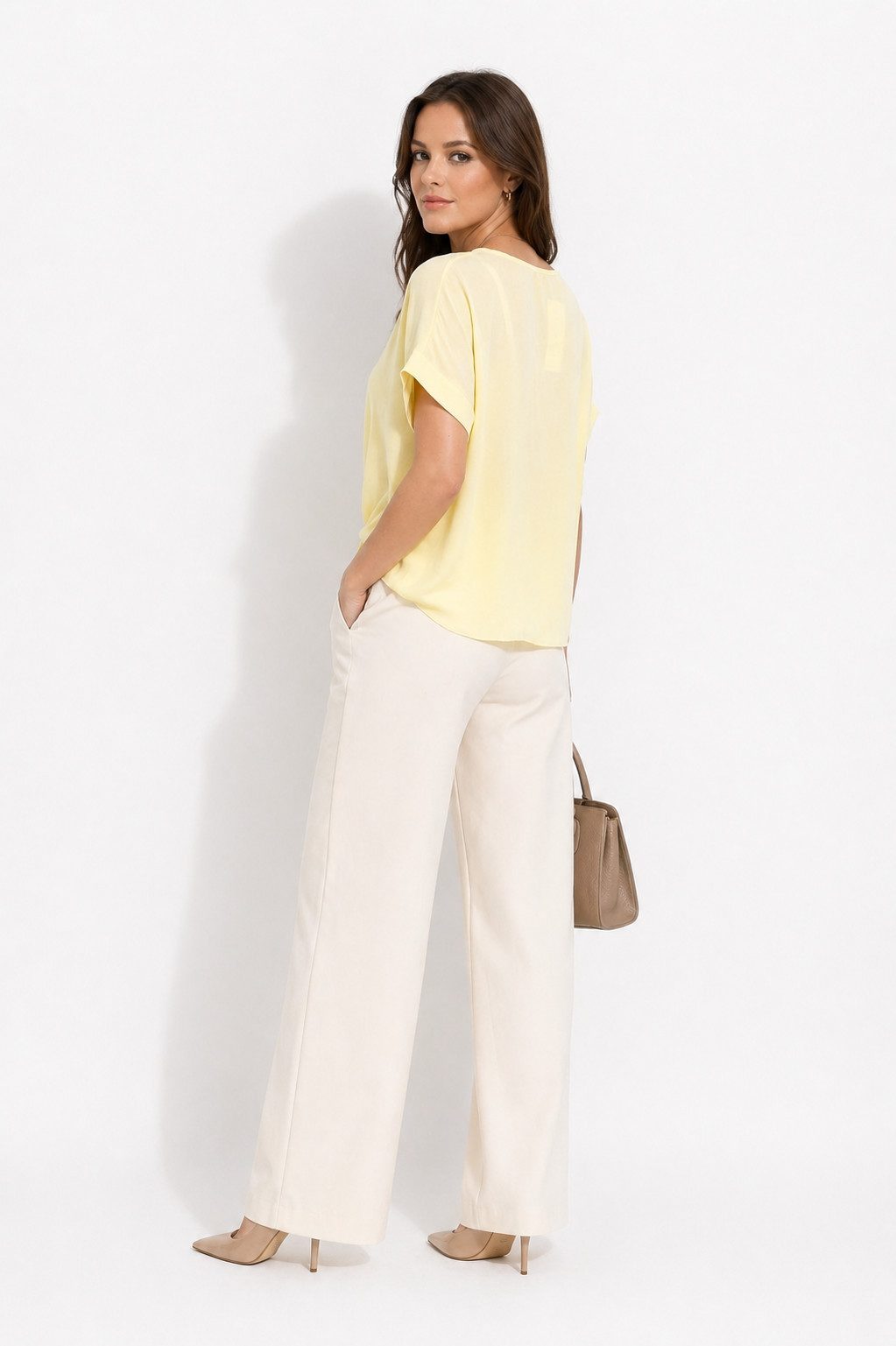 ITALY VIBES Kurzarmbluse - sommerliche Bluse - Blusenshirt Damen mit Knotendetail ONE SIZE / passend für Größe S - L
