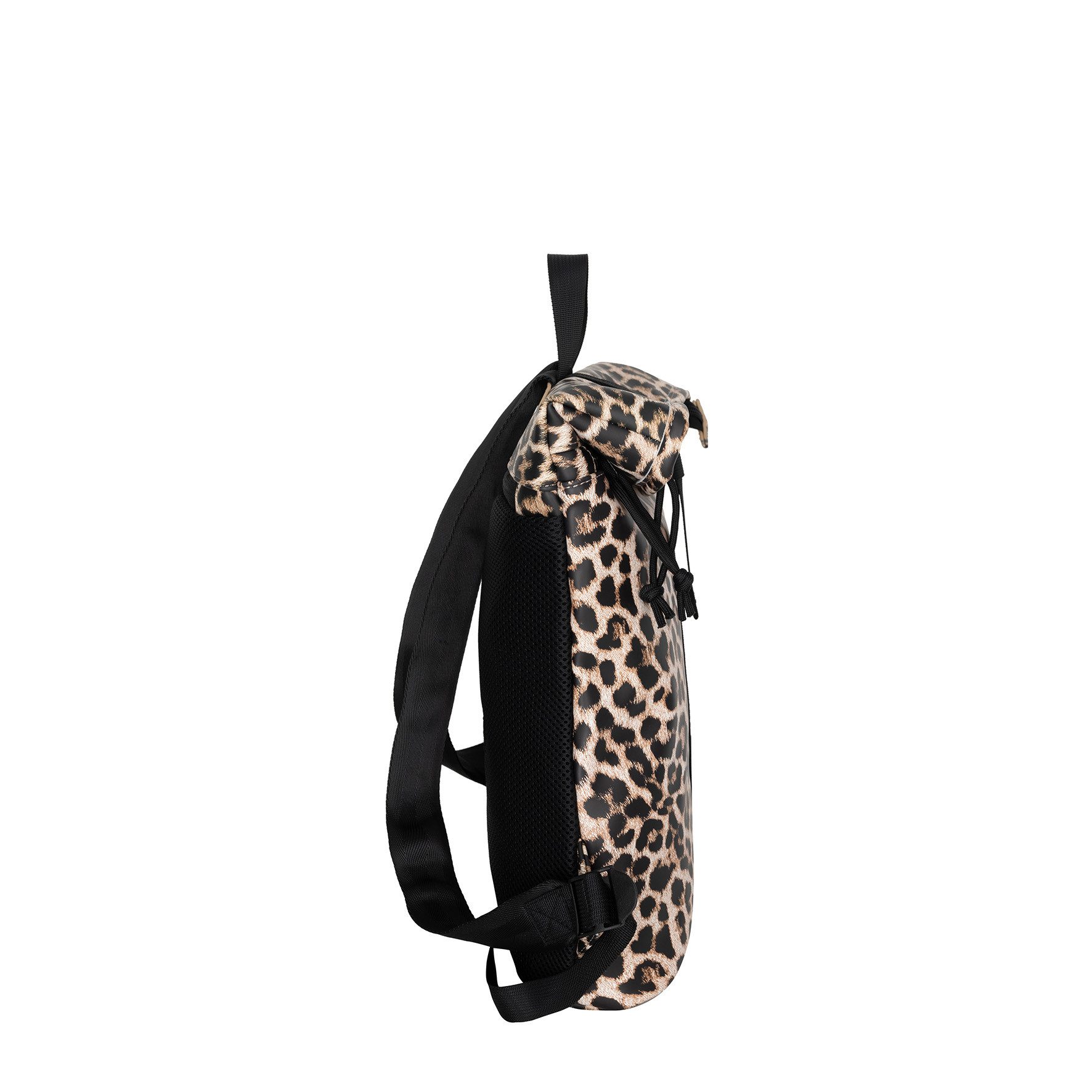 NEW REBELS Cityrucksack kleiner Roll Up RollTop Kurier Rucksack Mart Los Angeles, wasserabweisendes Planenmaterial, leopard