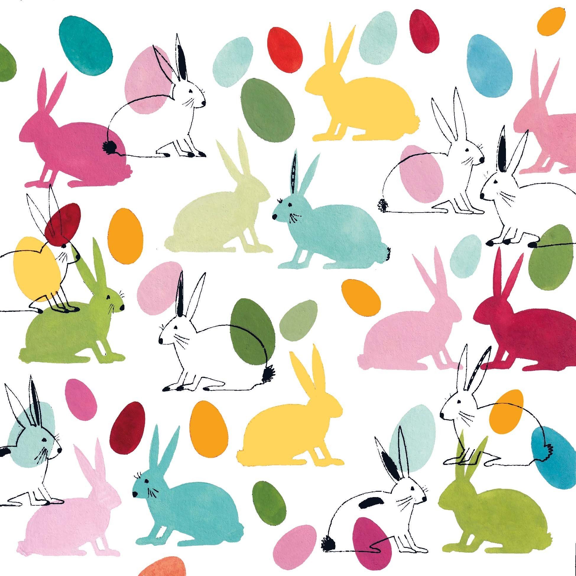 PPD Papierserviette 20 Servietten Rabbits & Eggs 33x33cm, (20 St)
