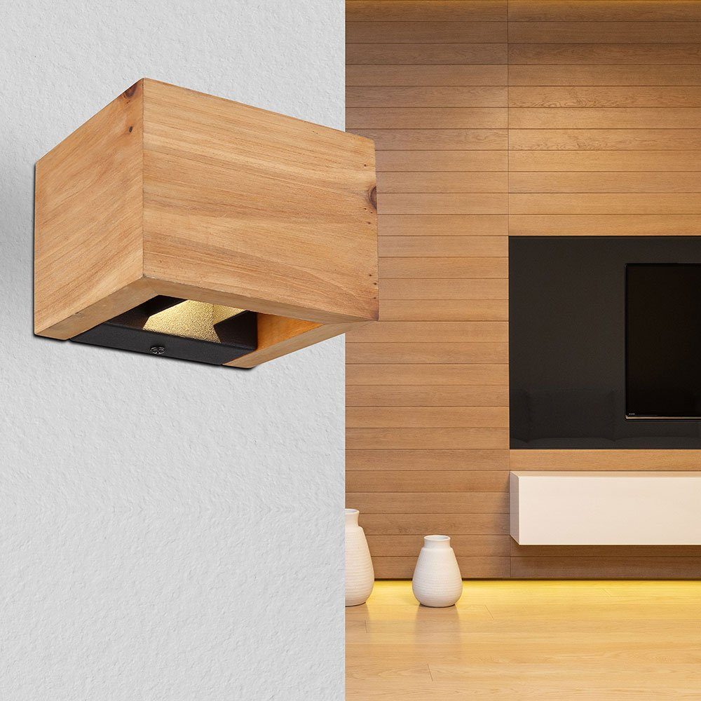 Leuchtmittel Up- inklusive, Wohnzimmer Wandlampe Wandleuchte, Globo Holzleuchte Wandleuchte Designleuchte Warmweiß, LED