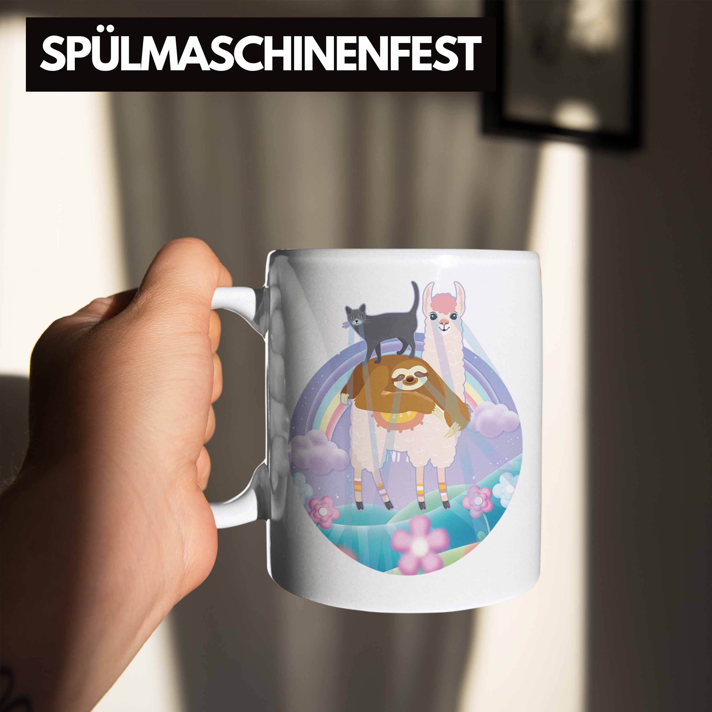 für Katze Llama Geschenk Trendation Tasse - Geschenkidee Verrückte Frauen Faultier Tasse Weiss Trendation