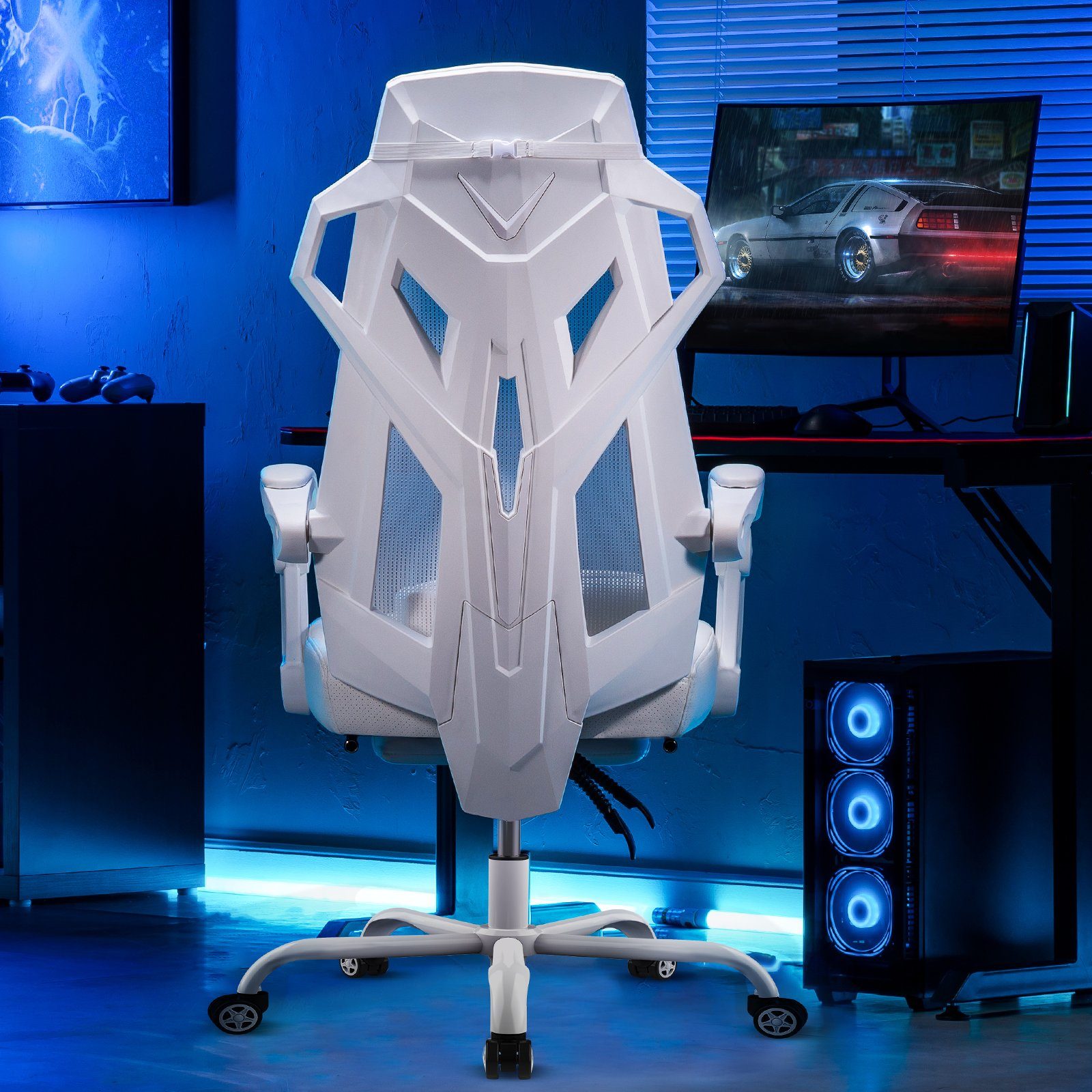 LED-Gamingstuhl Mit Bluetooth-Boxen – Höhenverstellbar, Bis 150 Kg, Schwarz-grün