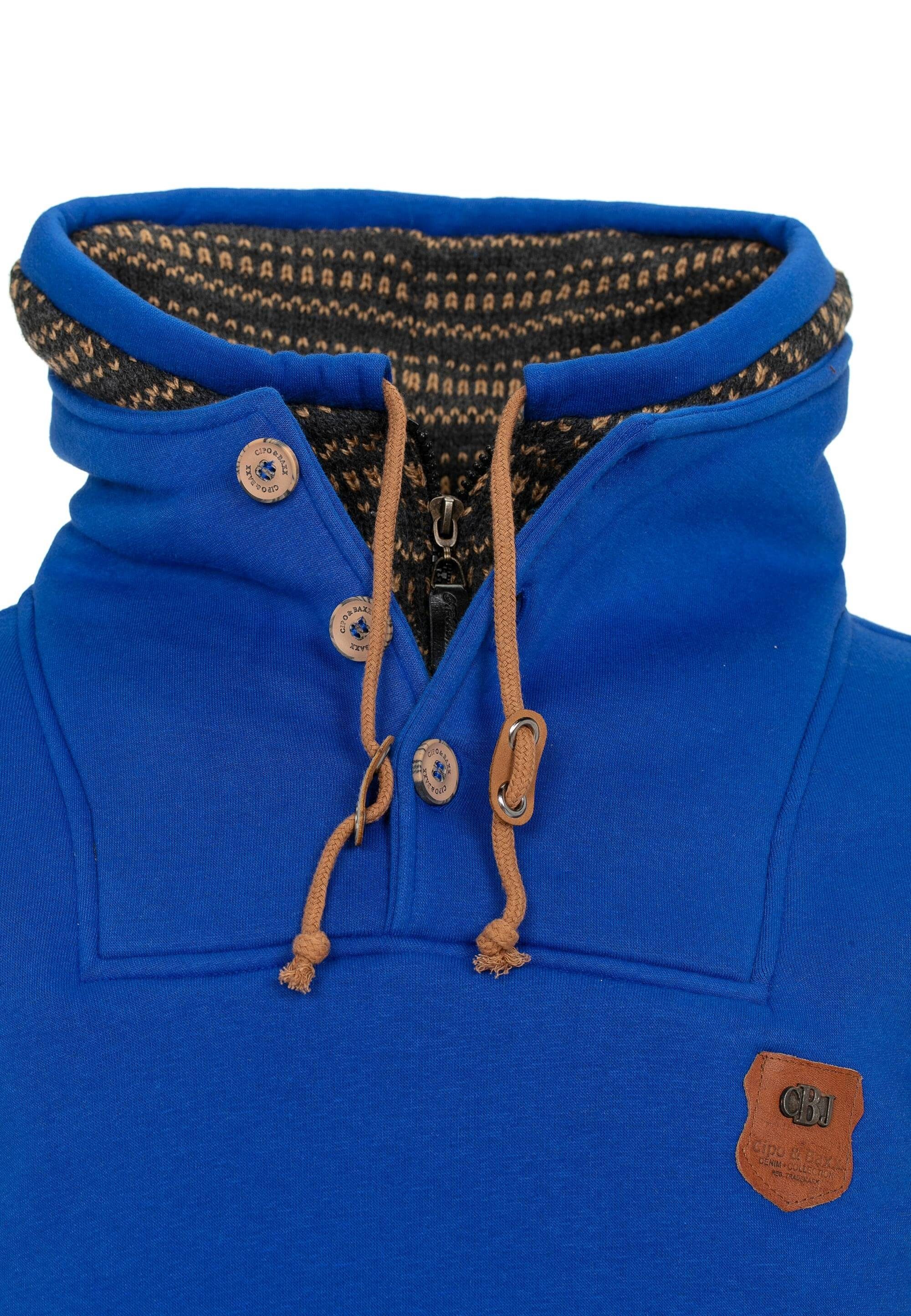 Doppelte Baxx blau-blau Sweatshirt Cipo Kragen mit &