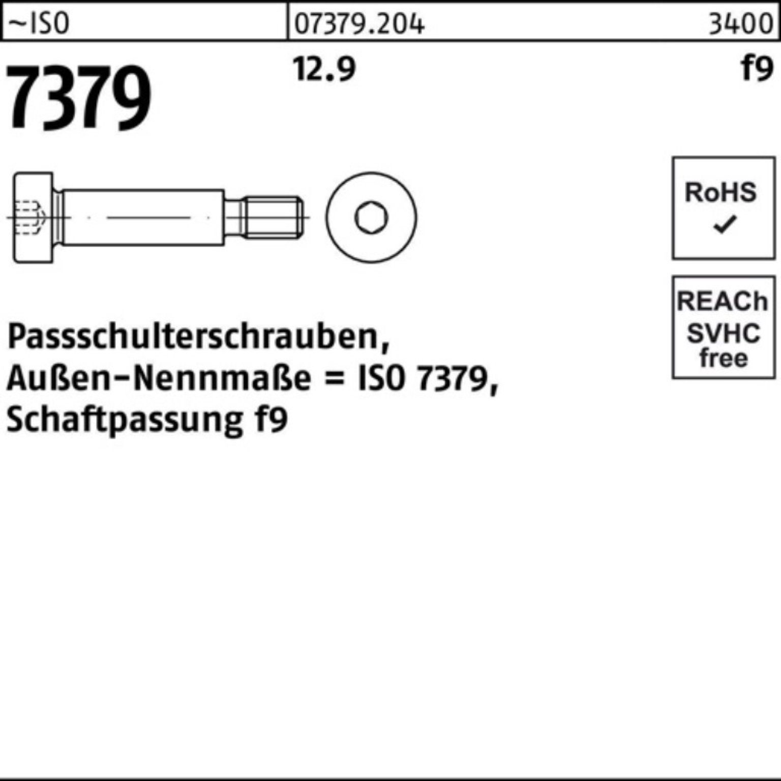 Reyher Schraube 100er 60 Schaftpassun Pack 12.9 7379 M8x Paßschulterschraube ISO - 10