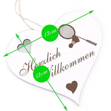 Dekolando Hängedekoration Herzlich Willkommen - Badmintonschläger - 13x12cm
