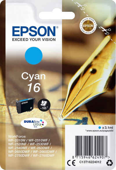 Epson »T1622, 16 (C13T16224012)« Tintenpatrone (original Druckerpatrone 16 cyan)