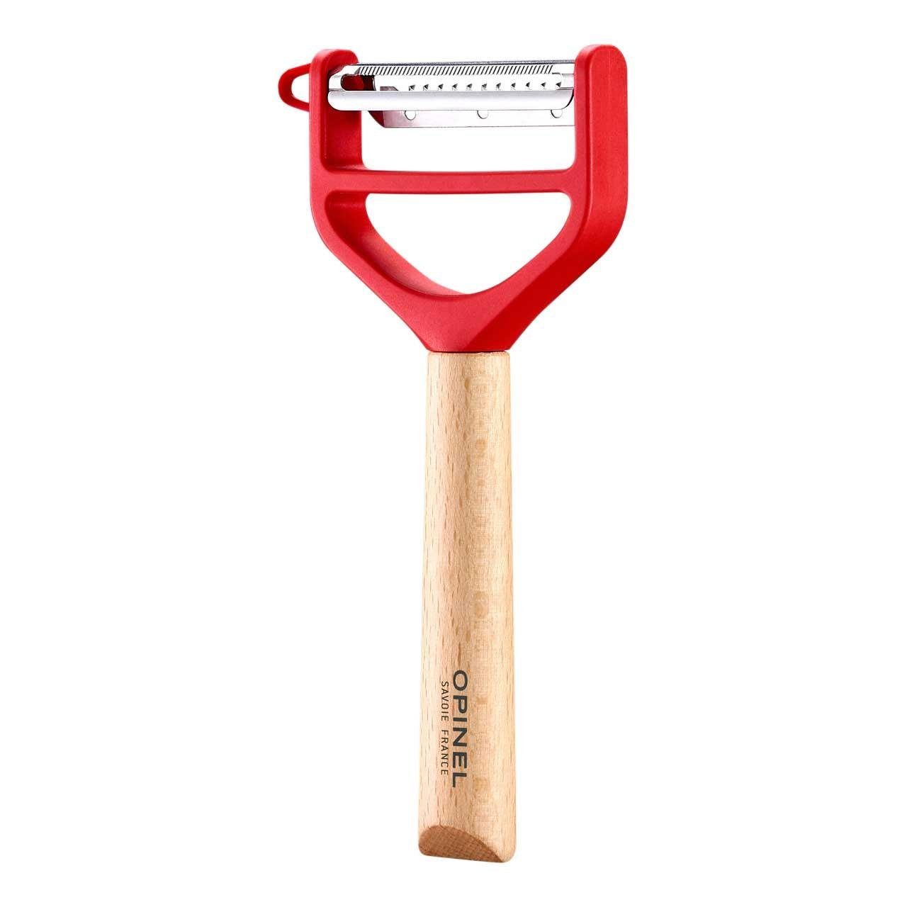 Opinel Besteck-Set OPINEL Schäler T-DUO WOOD rot Buchenholzgriff Made in France