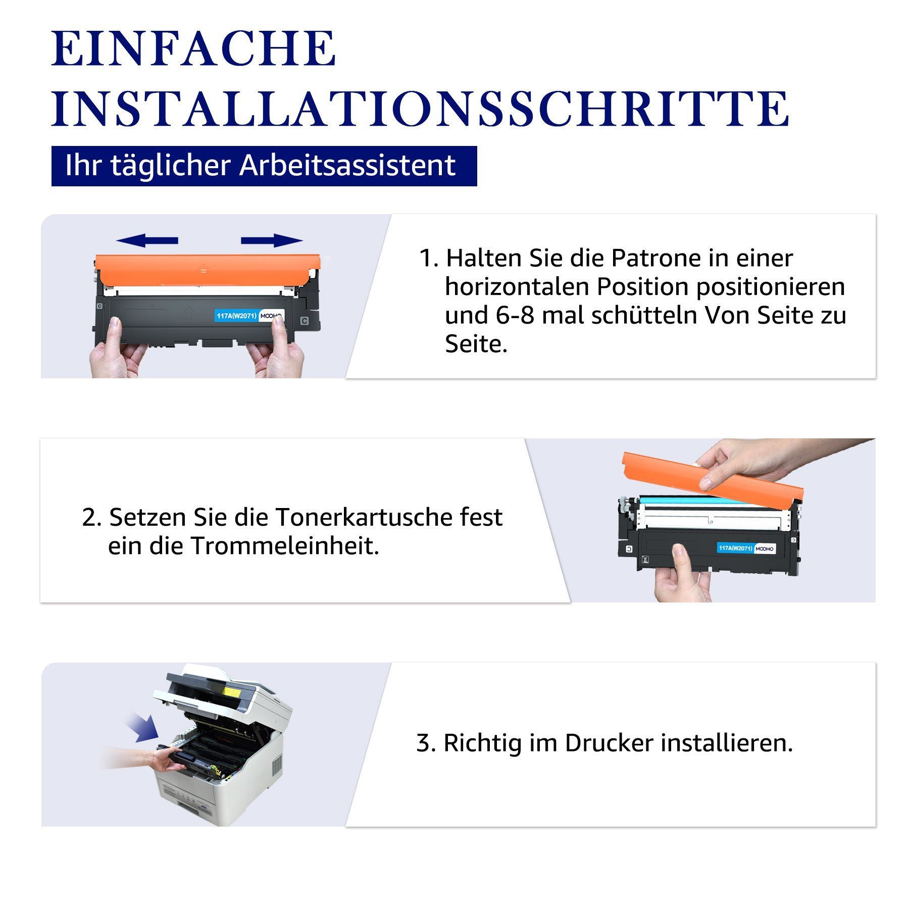 MOOHO Tonerpatrone Kompatible für HP 117A Toner Multipack, (4er-pack mit Chip Kompatibel für HP Color Laser MFP, 4-St), 178nwg 179fwg 178nw 179fnw Color Laser 1 – Bild 5 von 5
