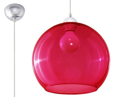 Licht-Erlebnisse Pendelleuchte BILBAO, ohne Leuchtmittel, Hängelampe Glas Rot Chrom zeitlos Kugel Schirm Küche Esszimmer