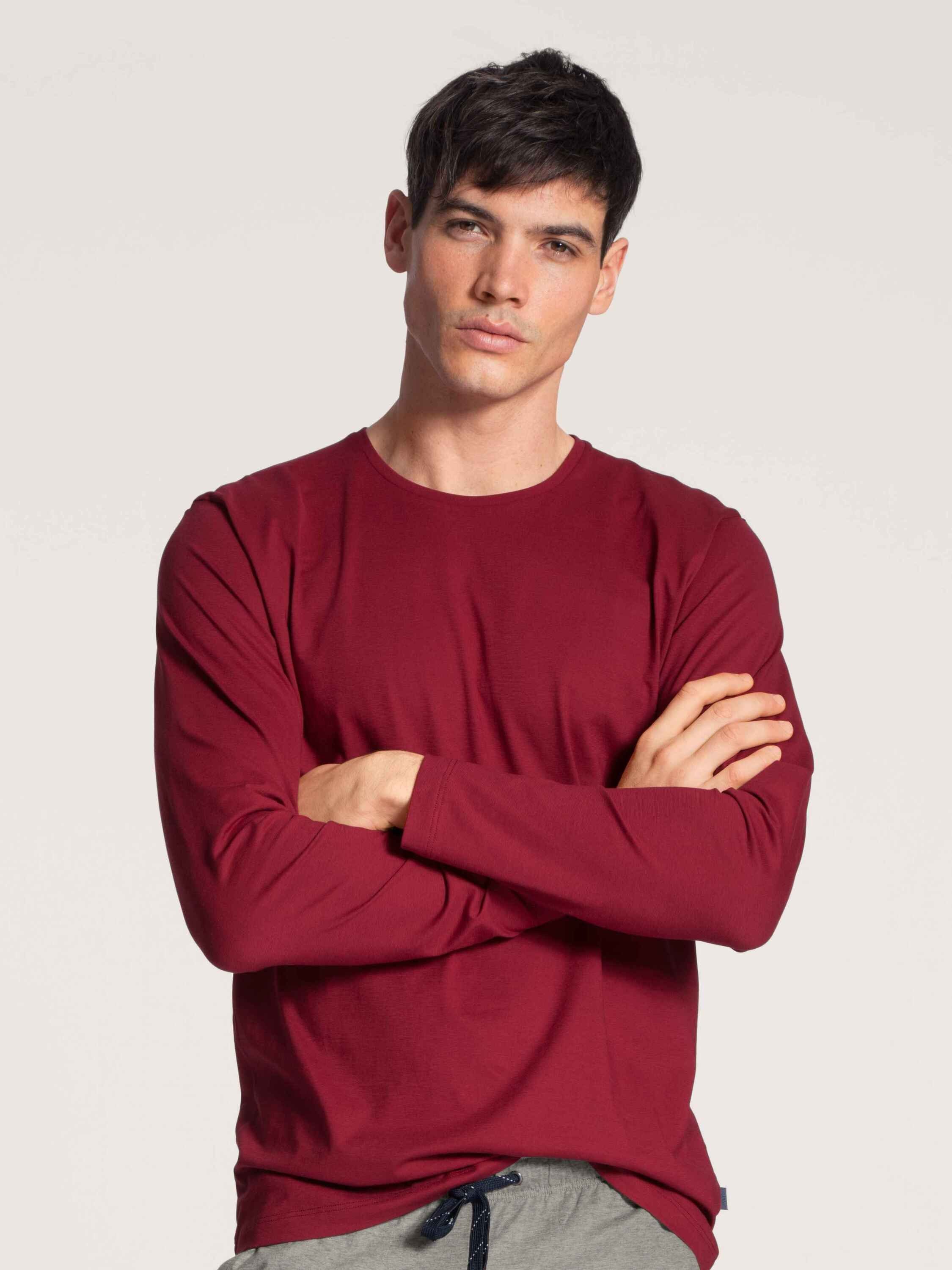 CALIDA Pyjamaoberteil Langarm-Shirt (1-tlg) rumba red