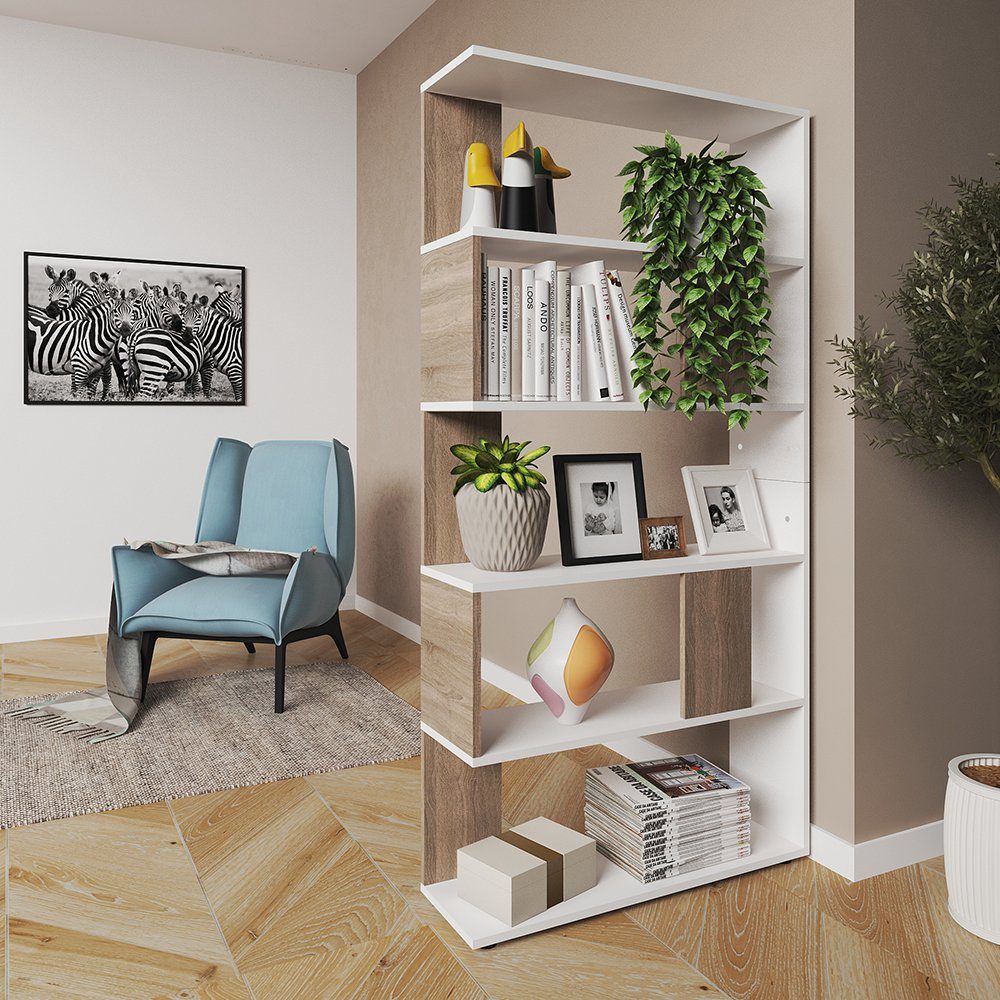 Tribesigns Bücherregal, Büroregal mit 8 offene Ablagen, Regal mit  Metallrahmen, Moderne Gold Standregal für Wohnzimmer, Arbeitszimmer,  Büro,100 x 30 x 180 cm (weiß+Gold) : : Küche, Haushalt & Wohnen