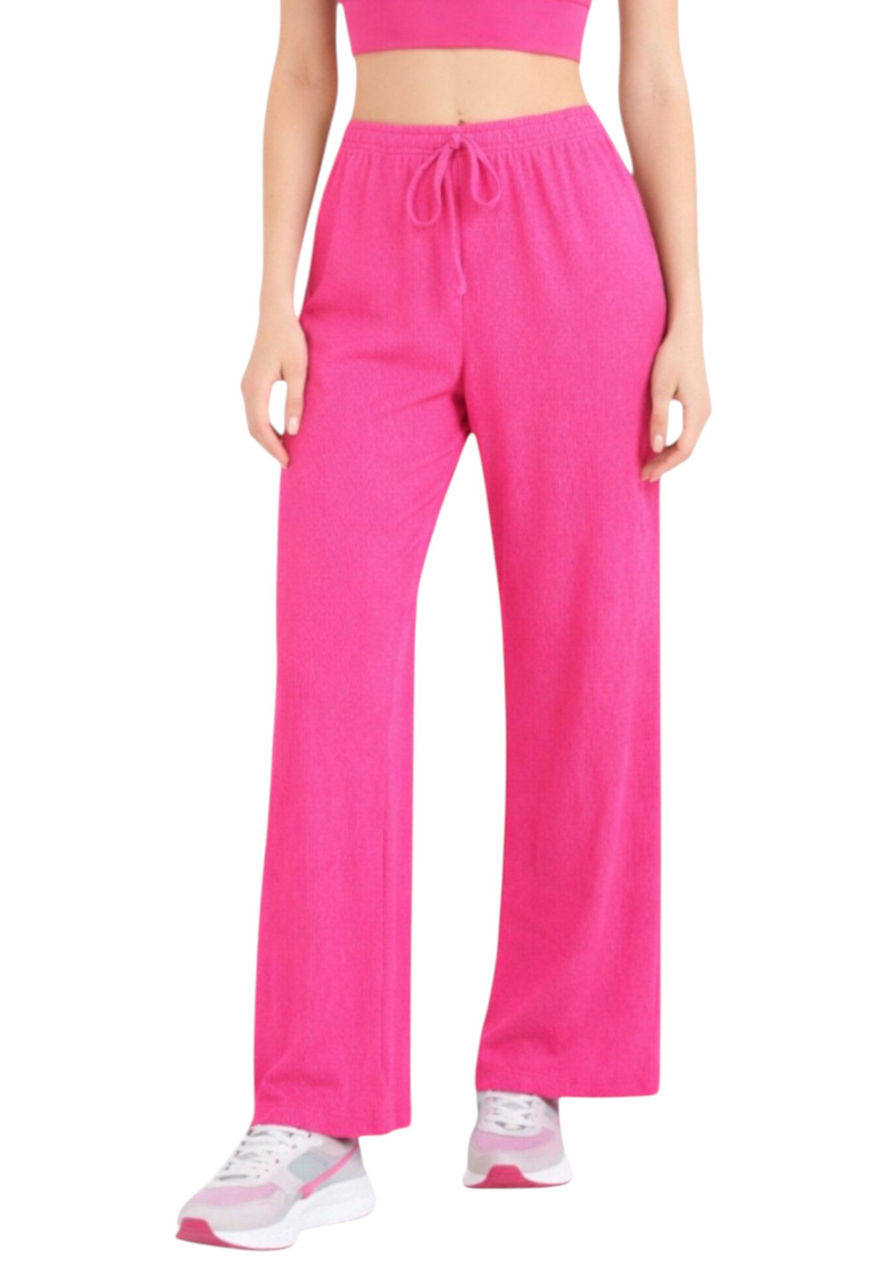 Palazzohose Damen Crinkle – Weite Sommerhose elastischer Bund
