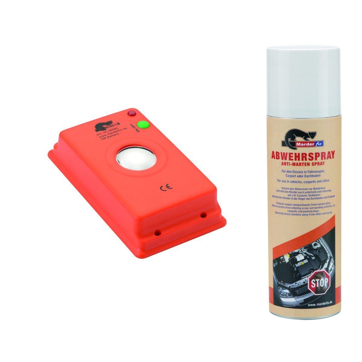 Marderfix Ultraschall-Tierabwehr Akustik Batterie - inklusive Abwehrspray