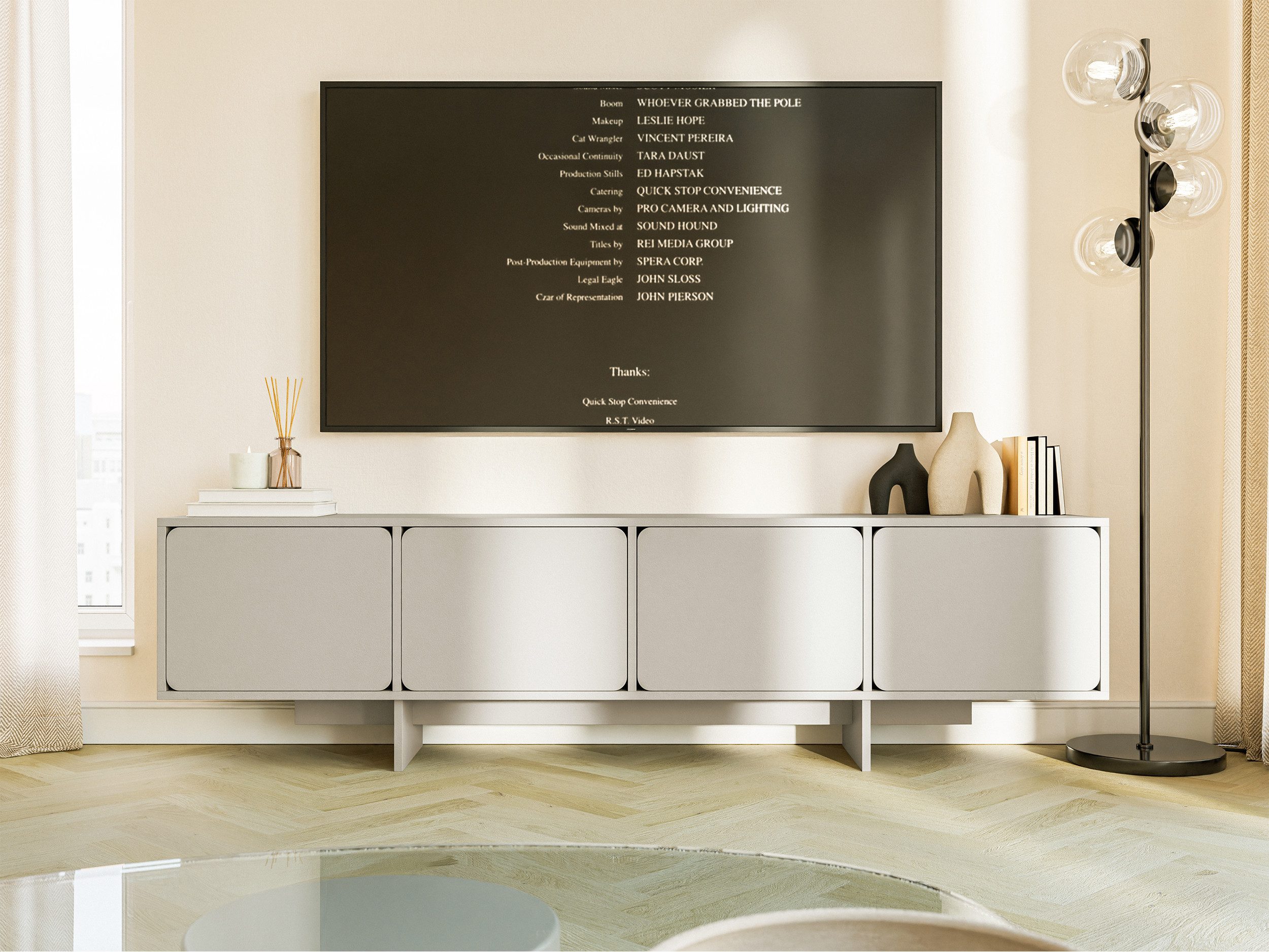 Selsey TV-Schrank Wuwu 4-türig mit Push-to-Open-Funktion, 200 cm