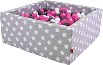 Knorrtoys® Bällebad Soft, Grey White Stars, eckig mit 100 Bällen creme/Grey/rose; Made in Europe