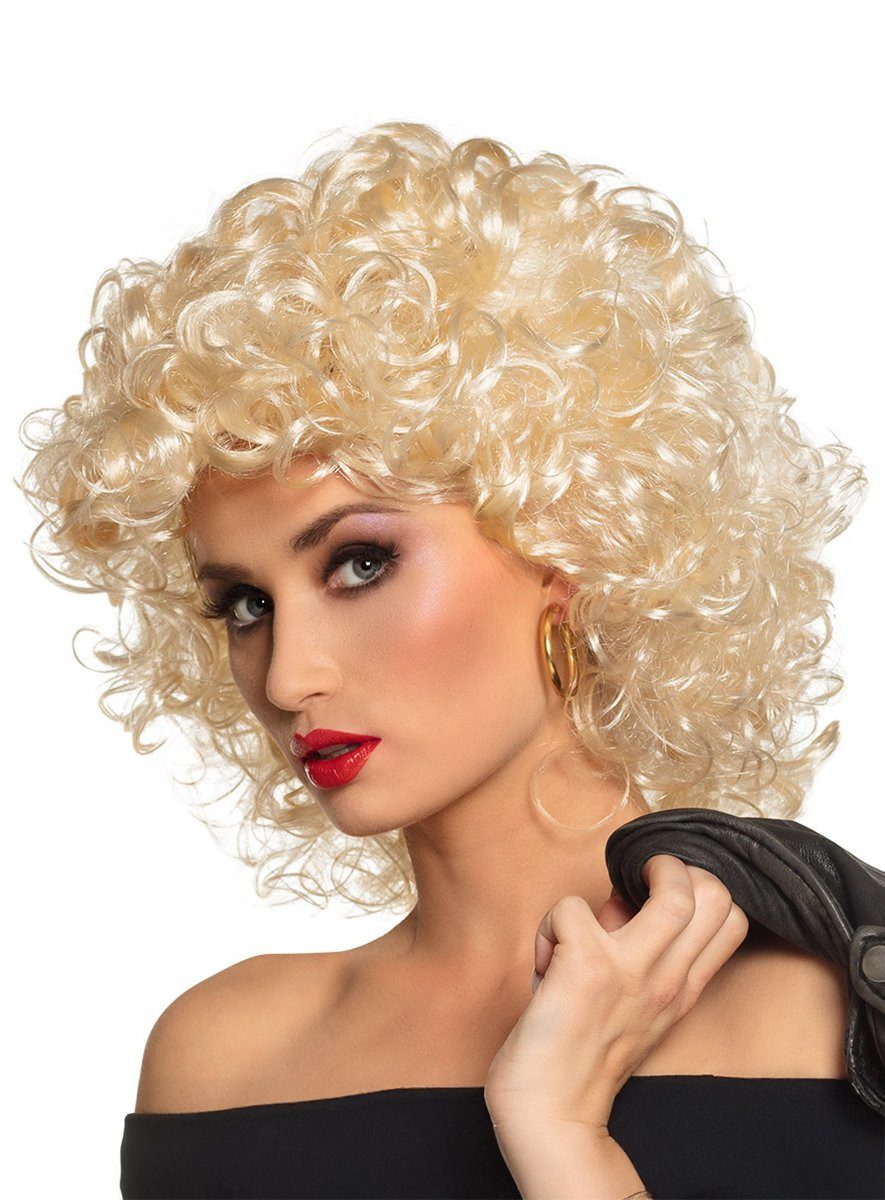 Boland Kostüm-Perücke Wasserstoffblonde Dauerwelle Perücke, Weißblonde Haare für Grease-Ladies oder 80er Jahre Locken-Look