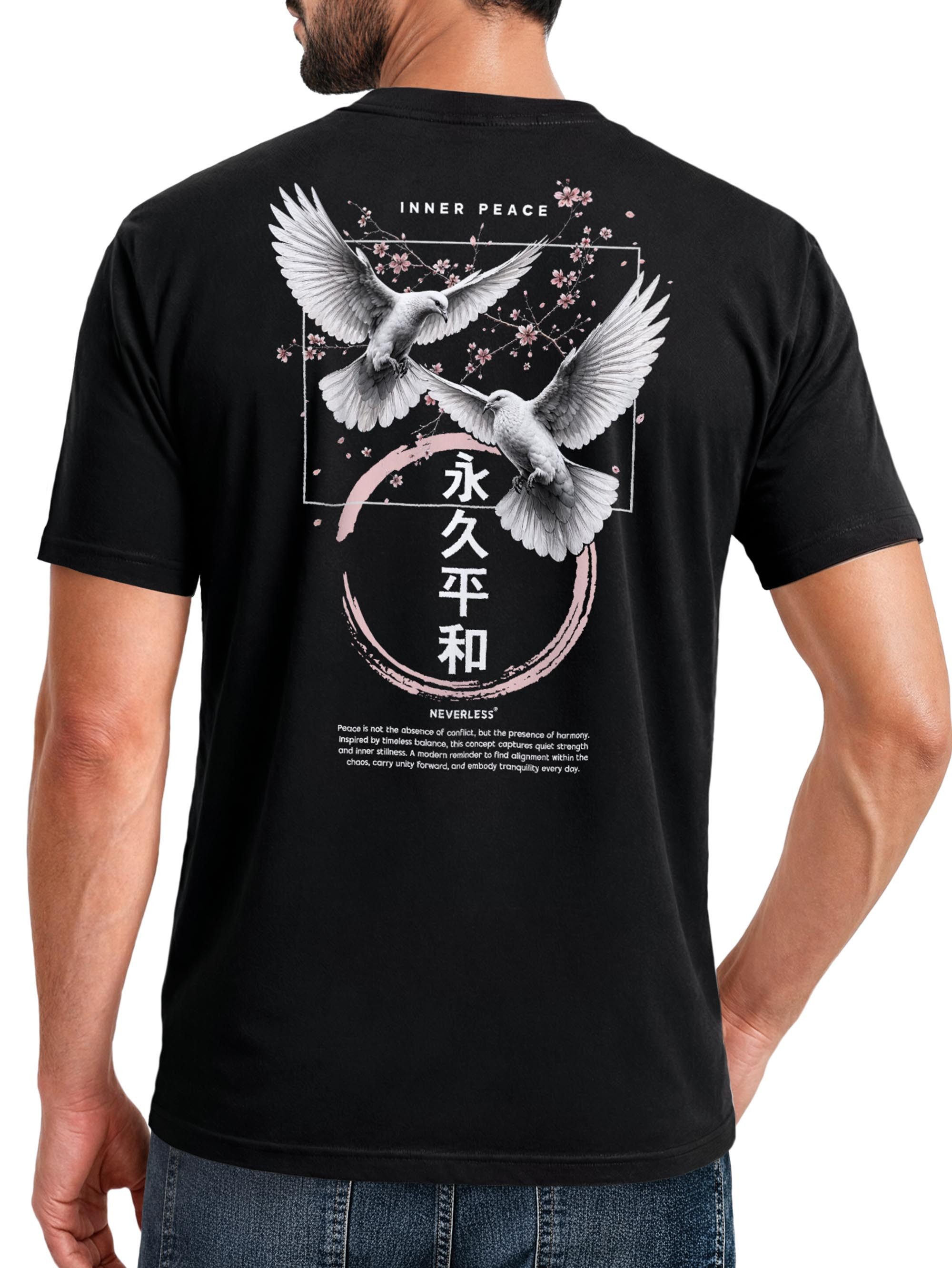 Neverless Print-Shirt Herren T-Shirt Frontprint - Design - Baumwollshirt Männer Fashion mit Print