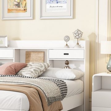 Ulife Schlafzimmer-Set Doppelbett,Nachttisch,Kommode, Holzbett mit Paneelen und Aufbewahrungsfunktion