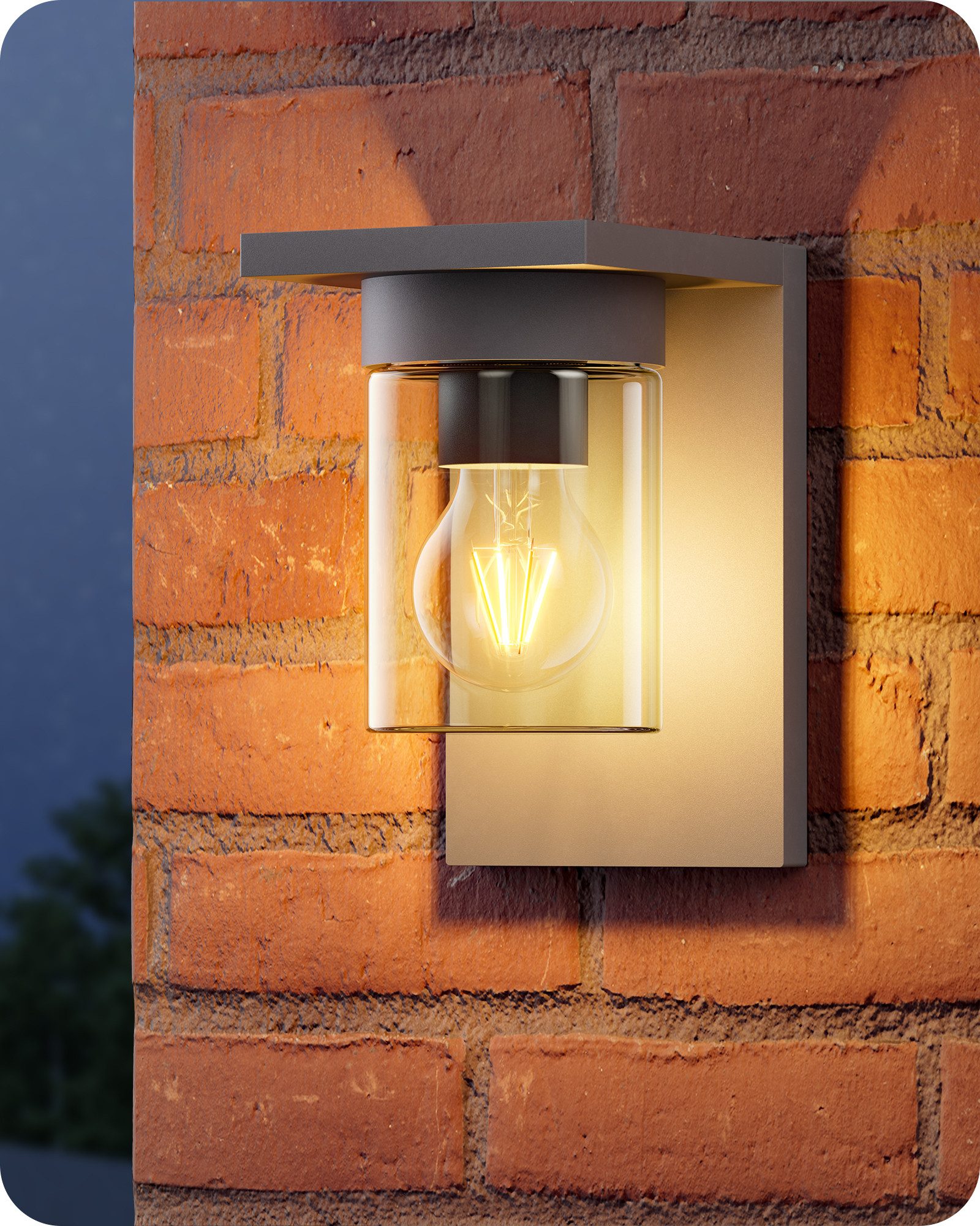 EDISHINE Außen-Wandleuchte, ohne Leuchtmittel, für Hauswand, Garage, Vordach