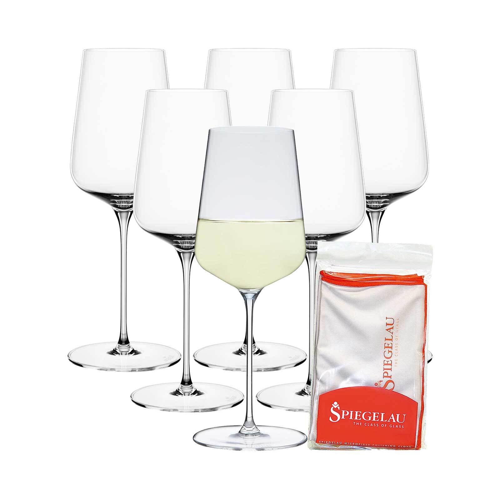 SPIEGELAU Weißweinglas Definition Weißweingläser + Poliertuch 430 ml, 6-tlg., Glas