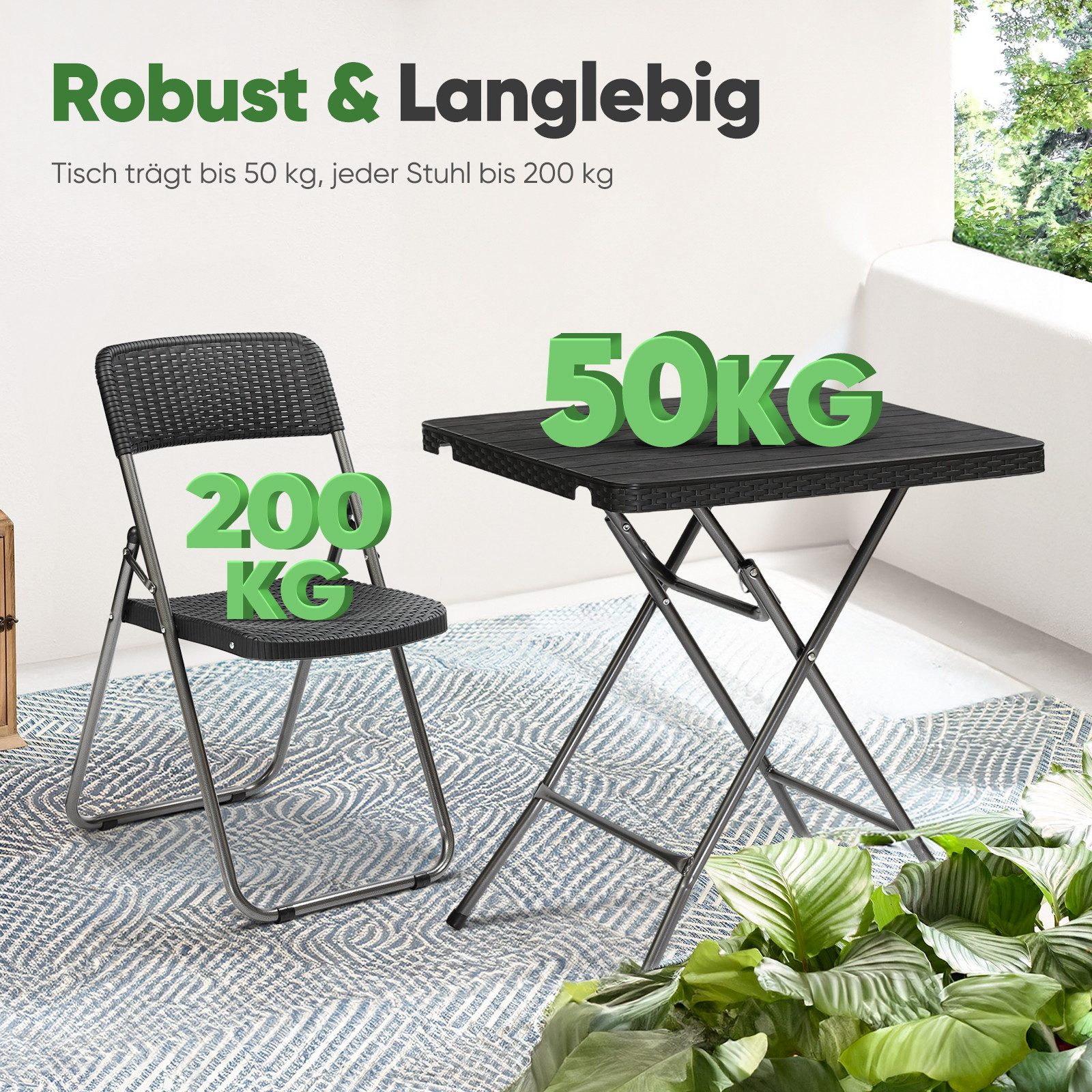Sekey Balkonset Balkonmöbel Set 2 Personen Platzsparend Balkonset aus Polyr günstig online kaufen