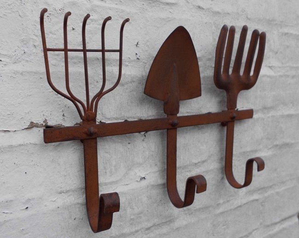 Deko-Impression Hakenleiste Hakenleiste Gartenwerkzeug 3er Eisen günstig online kaufen