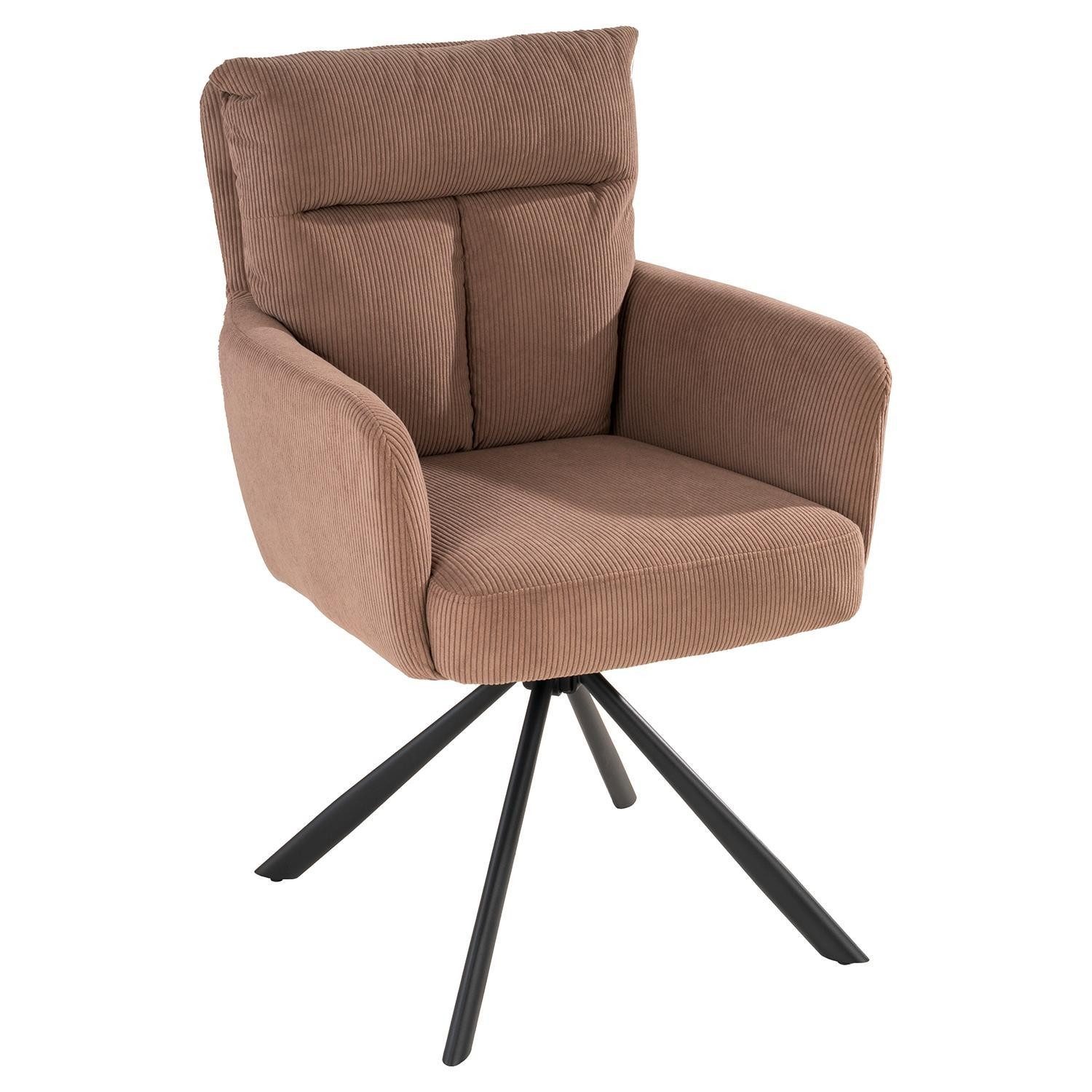 Polsterstuhl, Beige, Cordbezug, Metallgestell