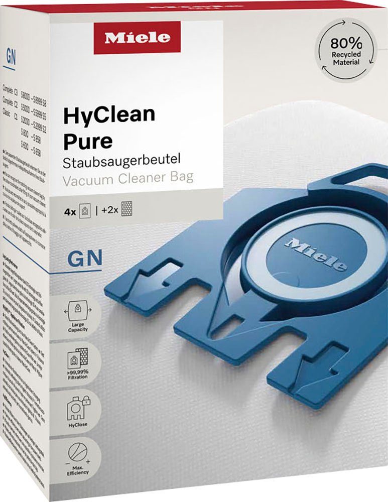 Miele Пилесборники GN HyClean Pure 2.0 / Mit bester Filtrationsleistung, passend für Miele, 4er Pack Staubbeutel, 2er Pack Фільтри