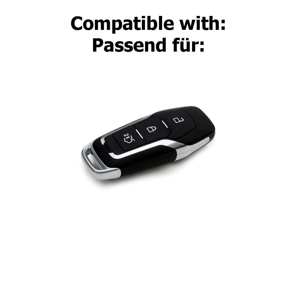 Kuga Turnier Softcase Silikon Schlüsseltasche V Mustang Fiesta mt-key Galaxy Autoschlüssel Ford Tasten Focus Schutzhülle für 3 Mondeo Blau,